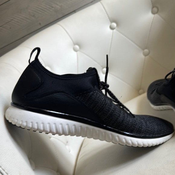 Cole Haan Black and Gray Knit Sneakers with Sock-Like Collar - Picture 5 of 6